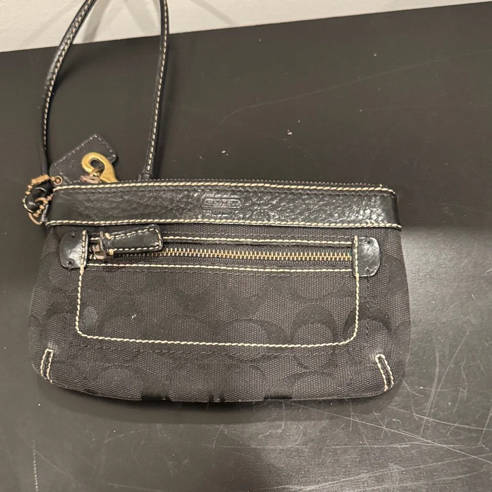 Coach Signature Black Wristlet - Picture 2 of 3